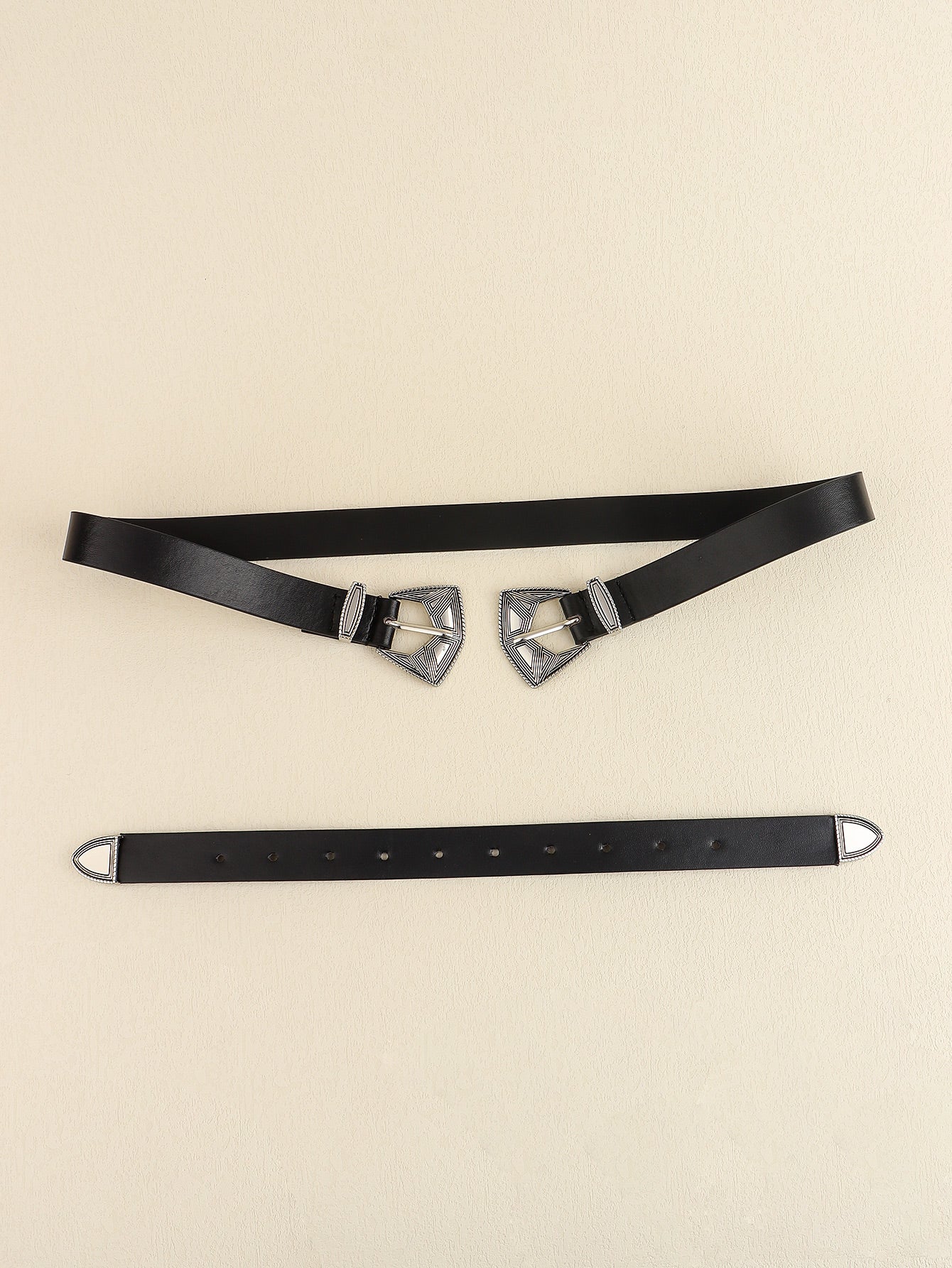 Double Buckle PU Leather Belt